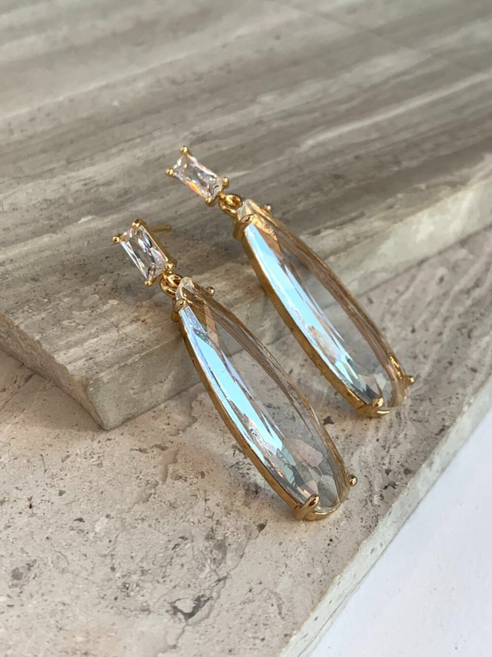 NEW~ Anthropologie Studio Bride Baguette Dewdrop Earrings - Picture 3 of 13